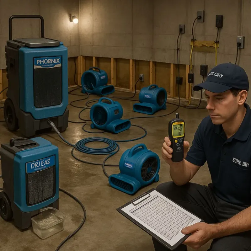 Structural Drying and Dehumidification process in Roscoe, TX